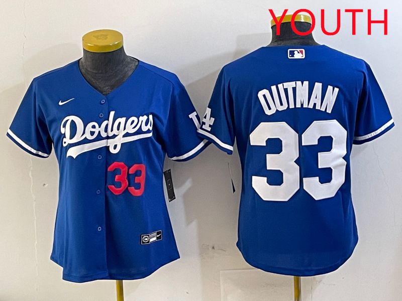 Youth Los Angeles Dodgers #33 Outman Blue Game 2025 Nike MLB Jersey style 8->youth mlb jersey->Youth Jersey